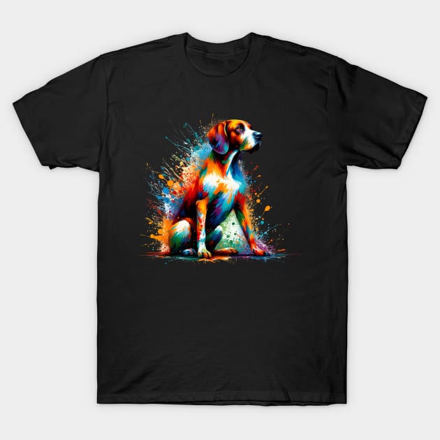 Colorful Abstract Splashed Paint Pointer Dog Artwork T-Shirt by ArtRUs